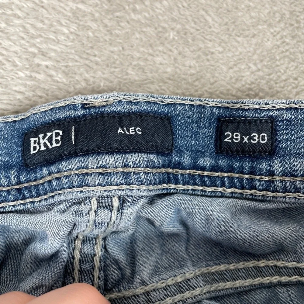 BKE Alec Jeans Mens 29x30 Blue‎ Straight Leg Contrast Stitch Stretch ABP5099